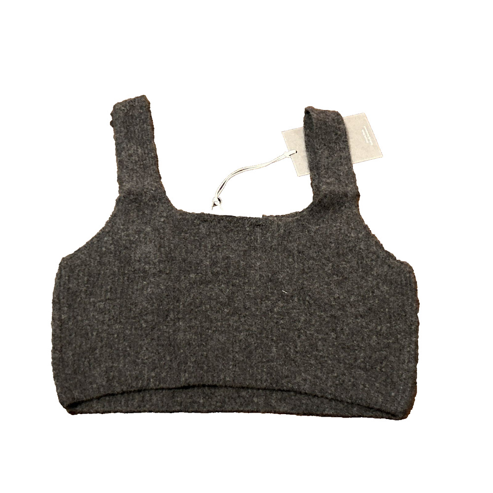 Everlane Womens M The Cozy Stretch Tank Cropped Wool Blend Fuzzy Knit Gray NWT